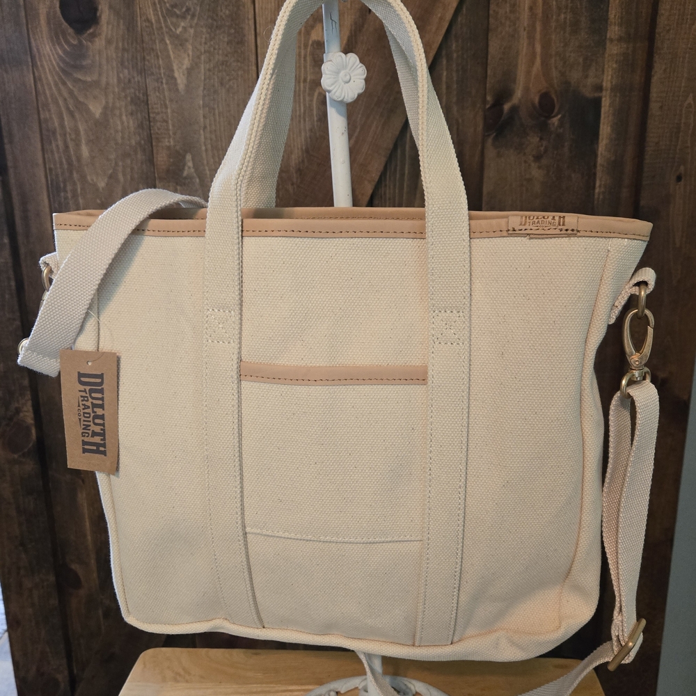 Duluth Trading Co Cream Tote Bag Minimalist Design Durable